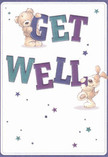 Radiating cheer reminiscent of South Hornchurch's welcoming community, this get well card springs to life with two adorable companions-a huggable teddy bear and a spirited puppy, their arms and paws wrapped playfully around the big, colourful letters spelling 'Get Well.' The bear's gentle expression and the puppy's lively pose create a scene full of compassion and encouragement, their soft fur almost tangible beneath your fingertips. Bright purples and teals in the bold typography contrast beautifully against a creamy backdrop, making each word feel like a heartfelt promise of brighter days. Scattered stars in shades of indigo and blue dot the scene, enhancing its uplifting, whimsical mood. Every element-down to the tactile fur textures and twinkling motifs-evokes the loving attention given by South Hornchurch florists when preparing bouquets for same-day delivery. The card shines with emotional warmth, making it a meaningful way to send comfort and kindness to someone recovering in the heart of the local area.